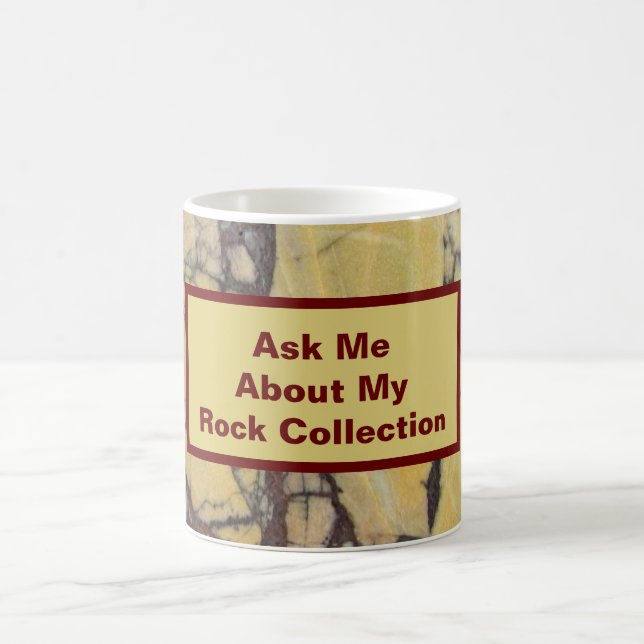 Rock Collector Humourous Yellow Red Marbled Stone Coffee Mug (Center)