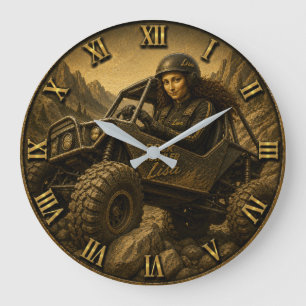 Rock Crawler Funny Mona Lisa Off-Road 4x4 Large Clock