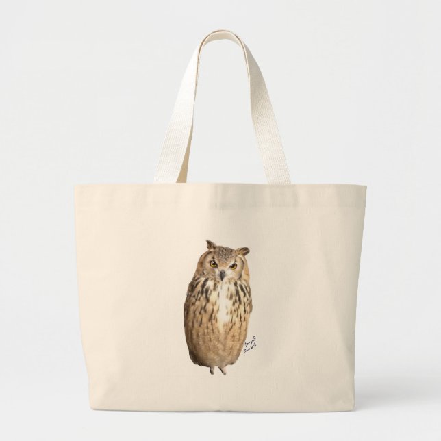 Rock eagle owl large tote bag (Front)