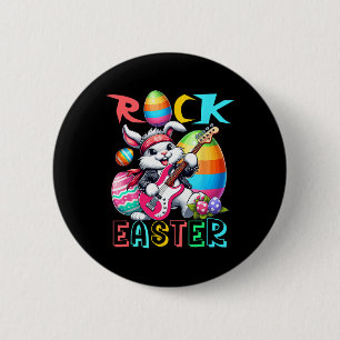 Rock Easter Costume Bunny Playing Guitar Guitarist 6 Cm Round Badge