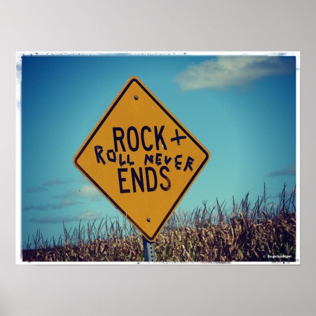 Rock Ends Road Sign Graffitti, Rock and Roll (Front)