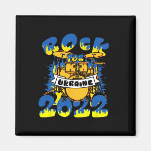 Rock For Ukraine Drum Set Instrument Ukraine Flag Magnet