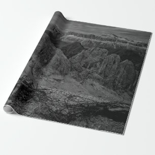 ROCK FORMATION IN GRAYSCALE PHOTO WRAPPING PAPER