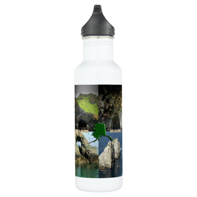 Rock Formations and Caves in Alaska Collage 710 Ml Water Bottle (Right)