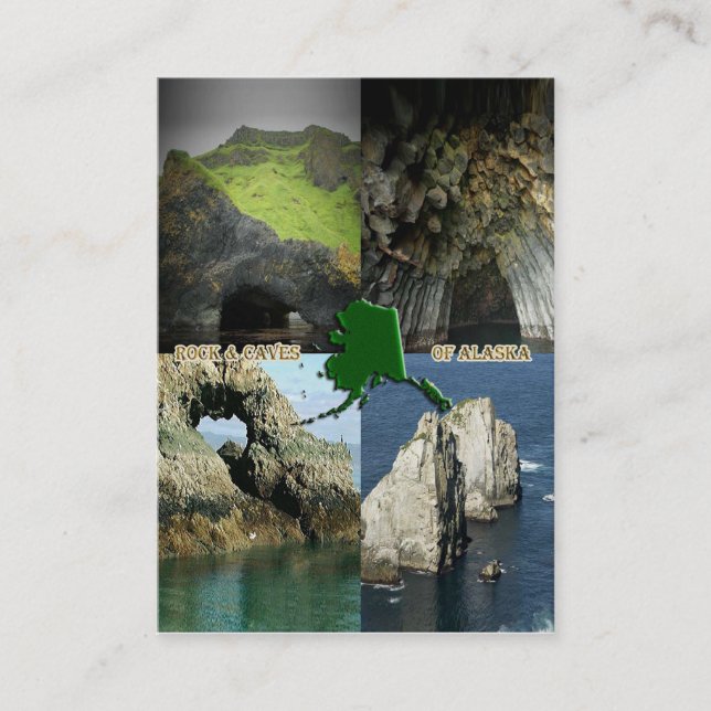 Rock Formations and Caves in Alaska Collage Business Card (Front)
