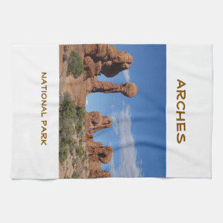 Rock formations in Arches National Park Tea Towel