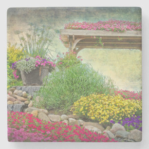 rock garden with trellis stone coaster