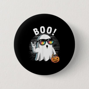 Rock Ghost Retro Halloween Pumpkin Funny Boo  6 Cm Round Badge