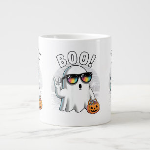 Rock Ghost Retro Halloween Pumpkin Funny Boo Large Coffee Mug