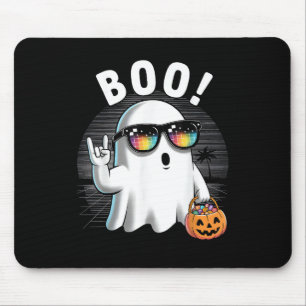 Rock Ghost Retro Halloween Pumpkin Funny Boo Mouse Mat