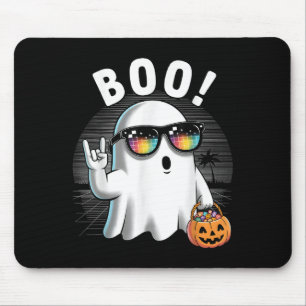 Rock Ghost Retro Halloween Pumpkin Funny Boo Mouse Mat