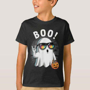 Rock Ghost Retro Halloween Pumpkin Funny Boo T-Shirt