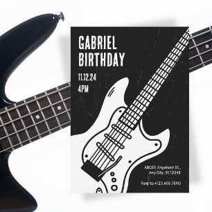 Rock guitar birthday invitation