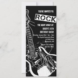 Rock Guitar Black Invitation