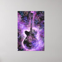 Rock Guitar Canvas Print Painting Purple Wall Art