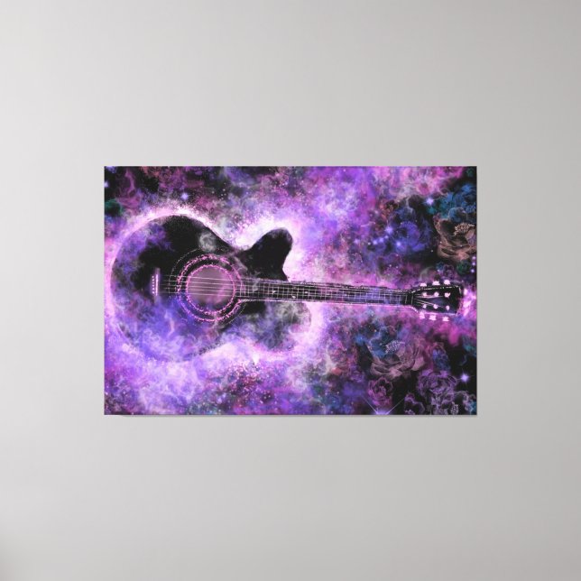 Rock Guitar Canvas Print Purple Wall Art Painting (Front)