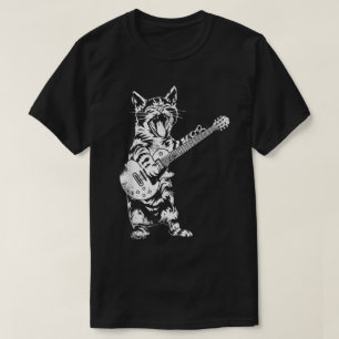 Rock Guitar Cat Funny Music Design T-Shirt