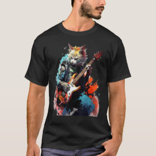 Rock Guitar Manx Cat Guitarist T-Shirt