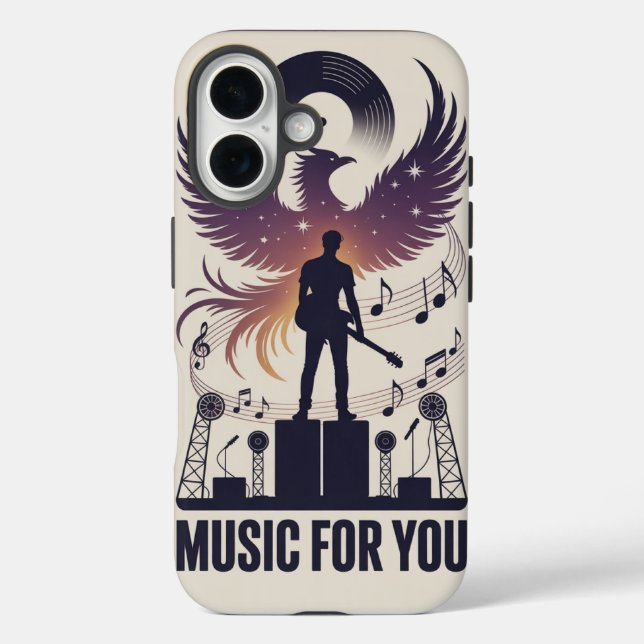 Rock Guitar Phoenix Rising iPhone Case (Back)