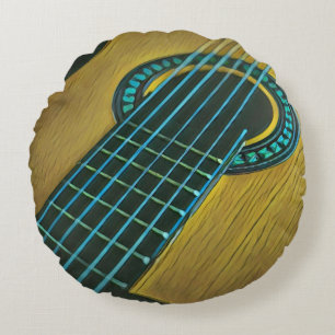 Rock guitar player round cushion