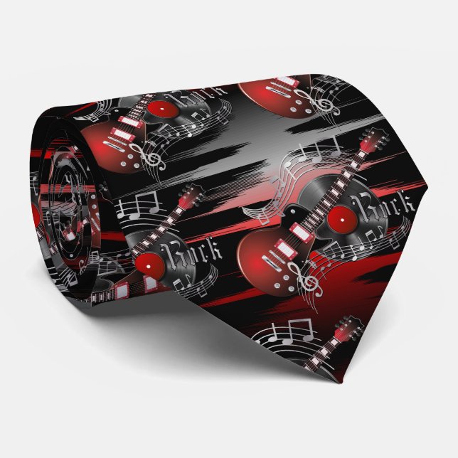 Rock Guitar - Red and Black Tie (Rolled)