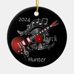 Rock Guitar - Red Ceramic Tree Decoration