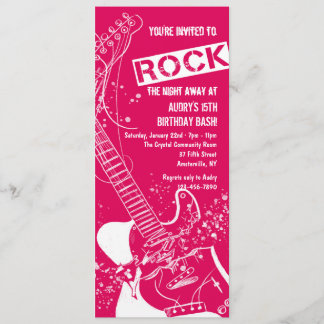Rock Guitar Red Invitation