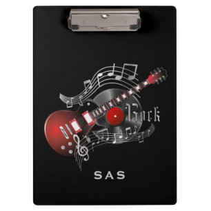 Rock Guitar - Red - Monogram Clipboard