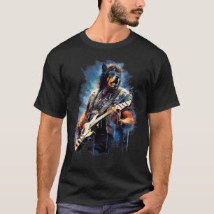 Rock Guitar Rottweiler Dog Guitarist T-Shirt