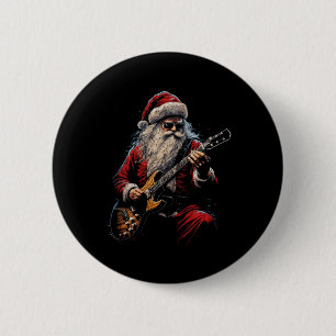 Rock Guitar Santa Claus Playing Guitar - Funny Chr 6 Cm Round Badge