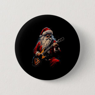 Rock Guitar Santa Claus Playing Guitar - Funny Chr 6 Cm Round Badge