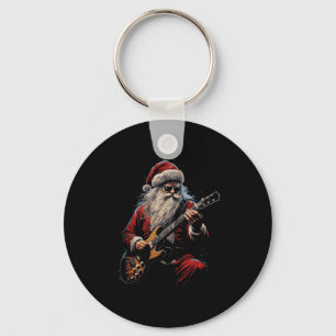 Rock Guitar Santa Claus Playing Guitar - Funny Chr Key Ring