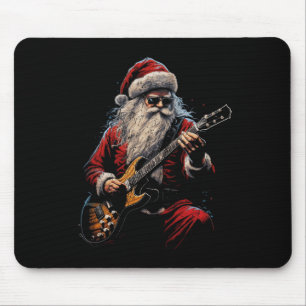 Rock Guitar Santa Claus Playing Guitar - Funny Chr Mouse Mat