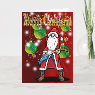 Rock Guitar Santa Merry Christmas Card