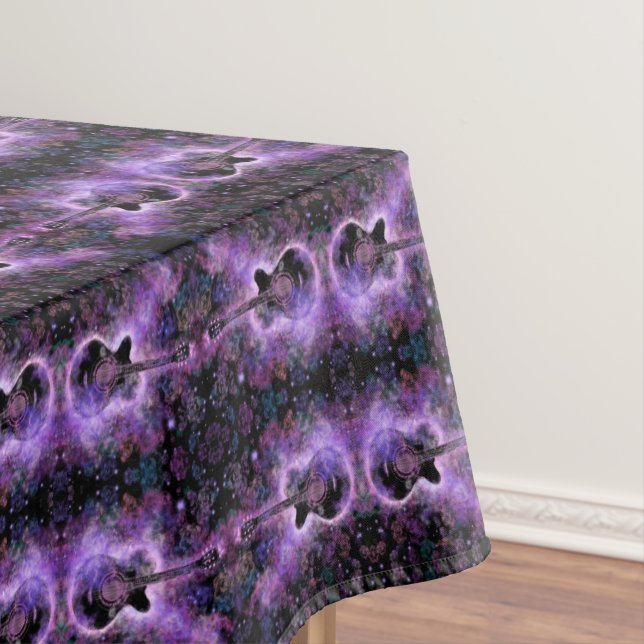 Rock Guitar Tablecloth - Rock N Roll - Purple (In Situ)