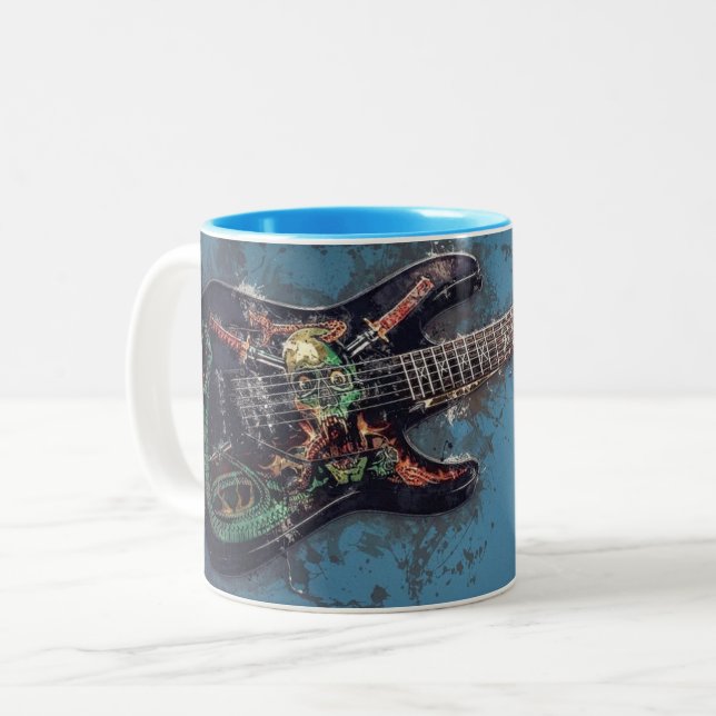 Rock guitar Two-Tone coffee mug (Front Left)