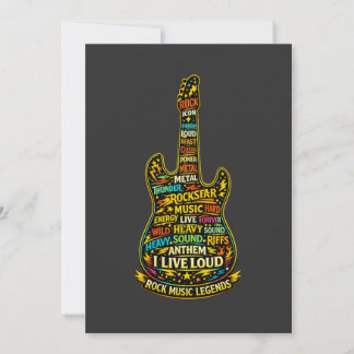 Rock Guitar Typography Art Invitation
