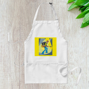 Rock Guitarist 70s Style Musician Standard Apron