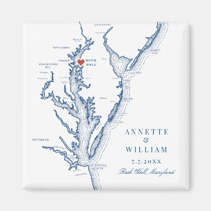Rock Hall Maryland Elegant Navy Blue Wedding Magnet
