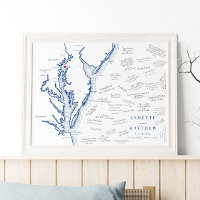 Rock Hall MD Wedding Elegant Map Guest Book Poster
