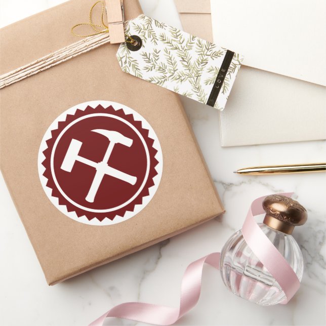 Rock Hammer Badge Classic Round Sticker (Gifting)