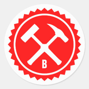 Rock Hammer Badge (Single Initial) Classic Round Sticker
