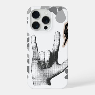Rock Hand Lightning Vintage Style iPhone 15 Pro Case