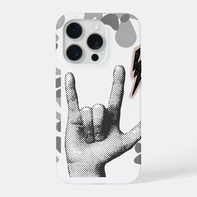 Rock Hand Lightning Vintage Style iPhone Case (Back)
