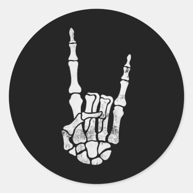 Rock Hand Pocket Lazy Halloween Costume Cool Bones Classic Round Sticker (Front)