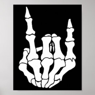Rock Hand Skeleton Vintage Rocker Sign Halloween P