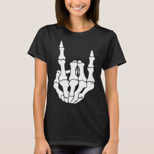 Rock Hand Skeleton Vintage Rocker Sign Halloween P T-Shirt