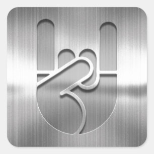 Rock Hand Steel Square Sticker