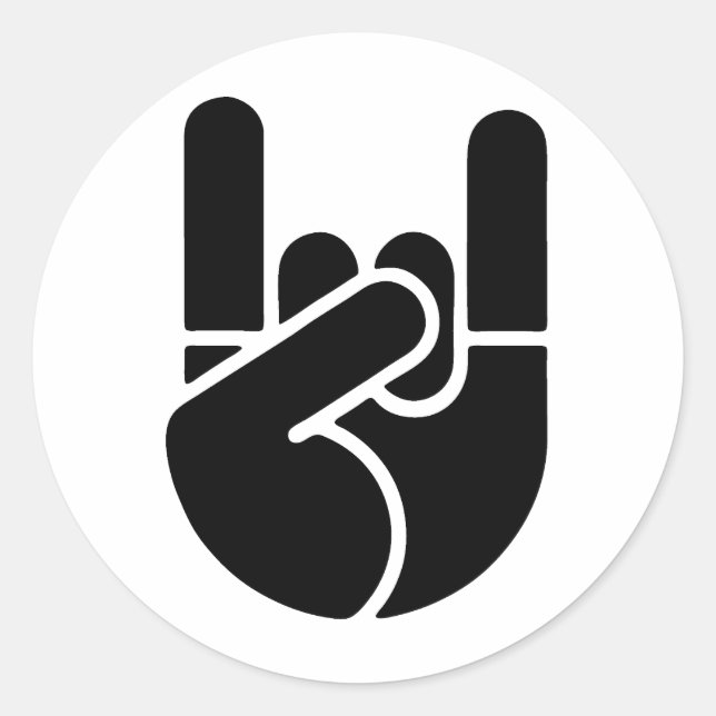 Rock Hand Stencil Classic Round Sticker (Front)