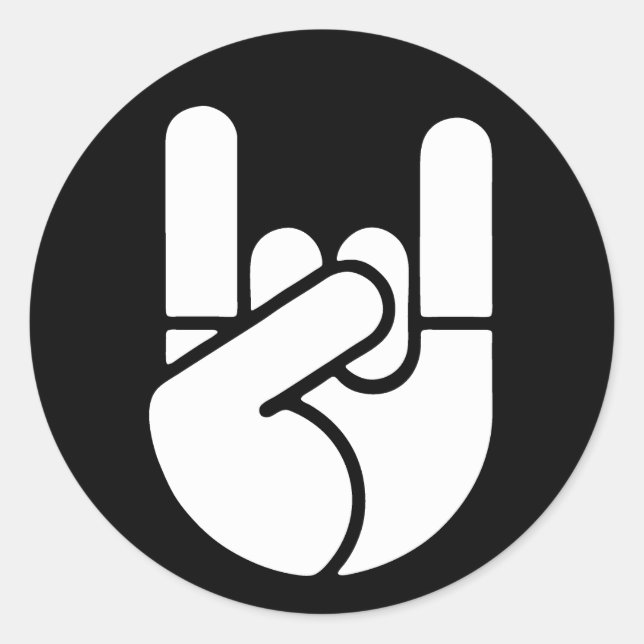 Rock Hand Stencil Classic Round Sticker (Front)
